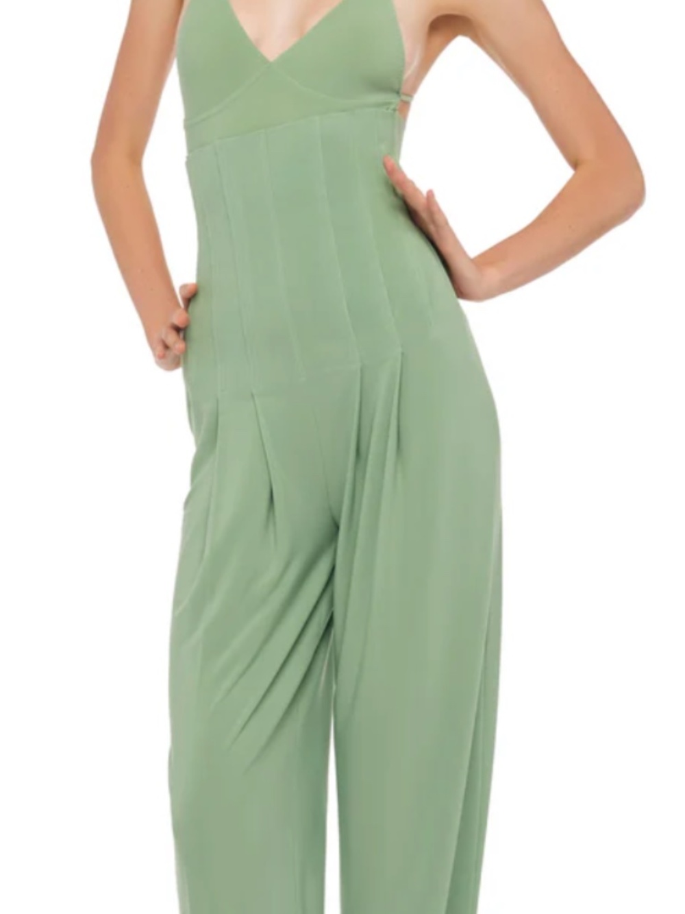 NWT  Norma Kamali Slip Mio Bodysuit in Vintage Green
